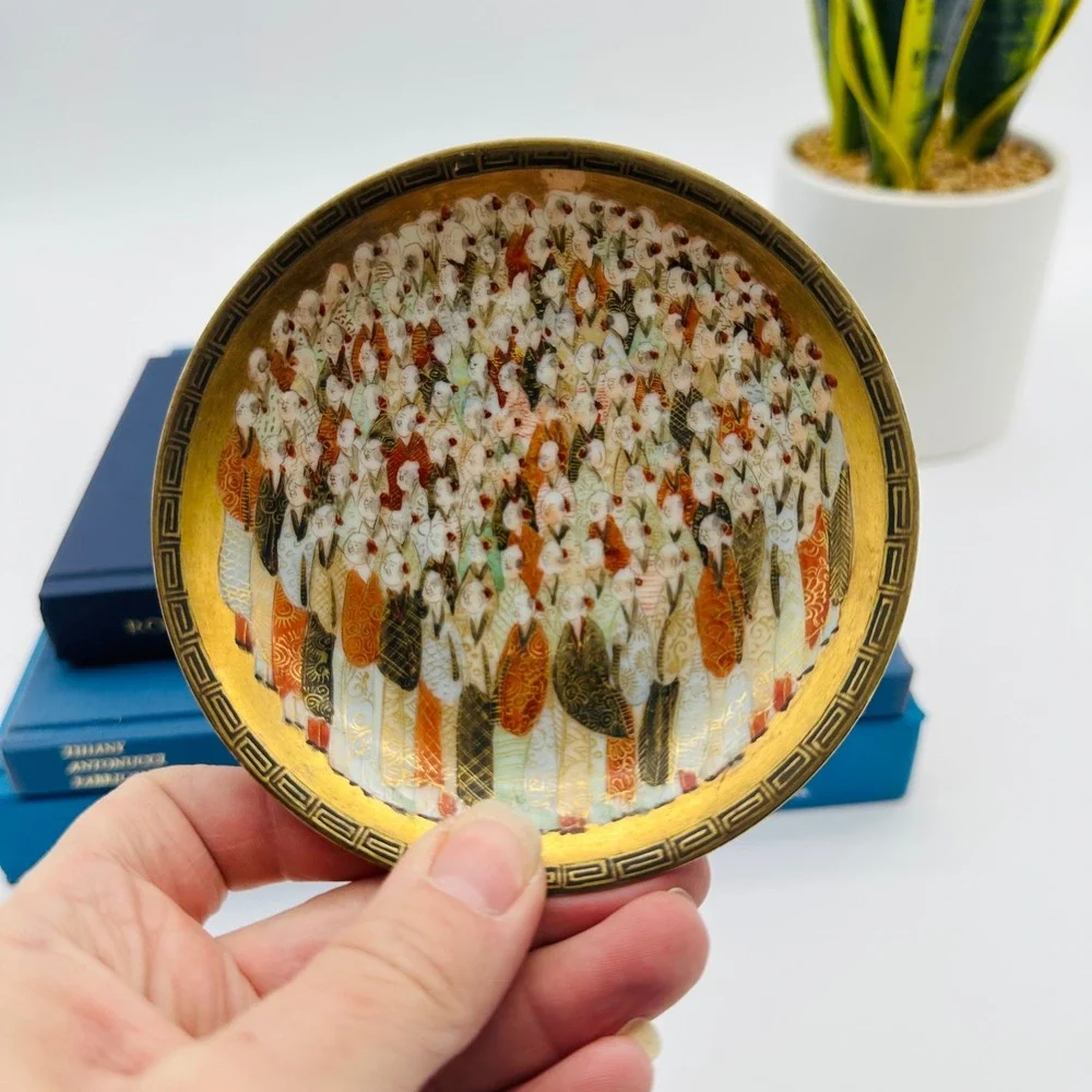 Satsuma Thousand Faces Japanese Porcelain Espresso Cup‎ and Saucer Set Gold READ
